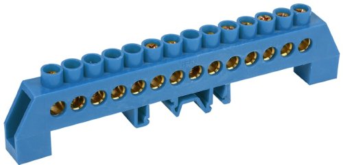 Шина изолированная тип "Стойка" IEK N "ноль" ШНИ-8х12-14-КС-С 14 групп синий картинка 